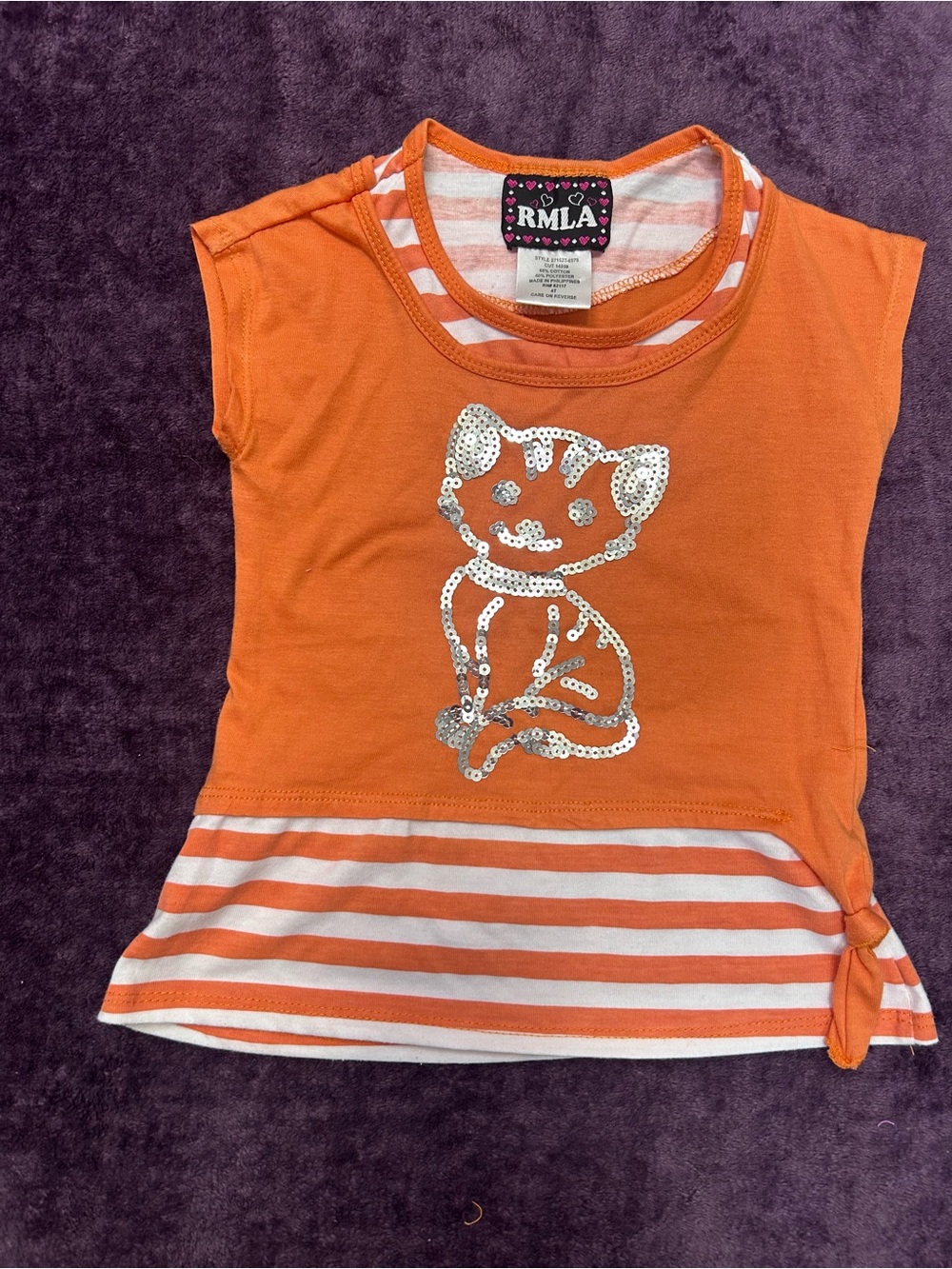 RMLA Orange Sequin Kitten Tank Top for Kids